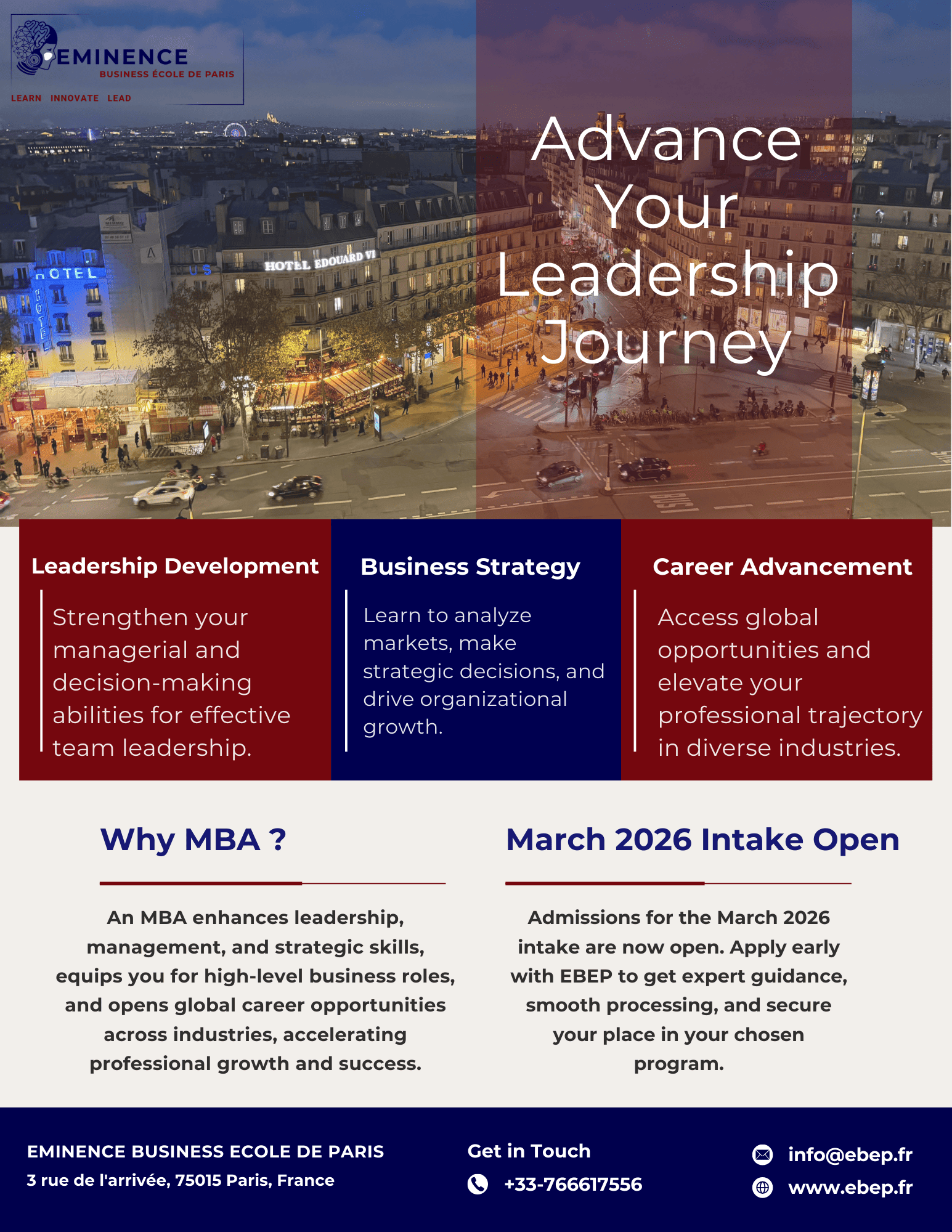 MBA advance leadership journey poster